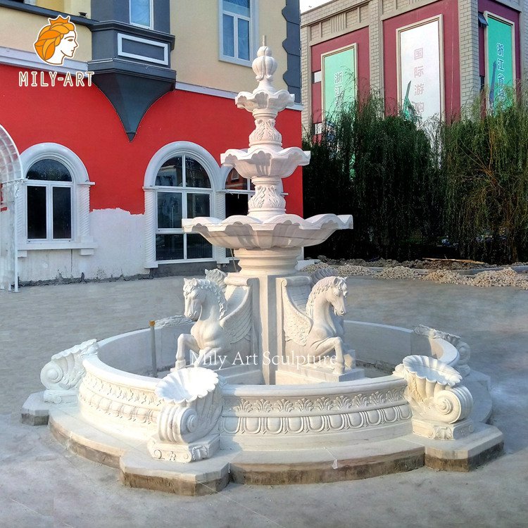 Marble Horse Water Fountain For Villa Garden