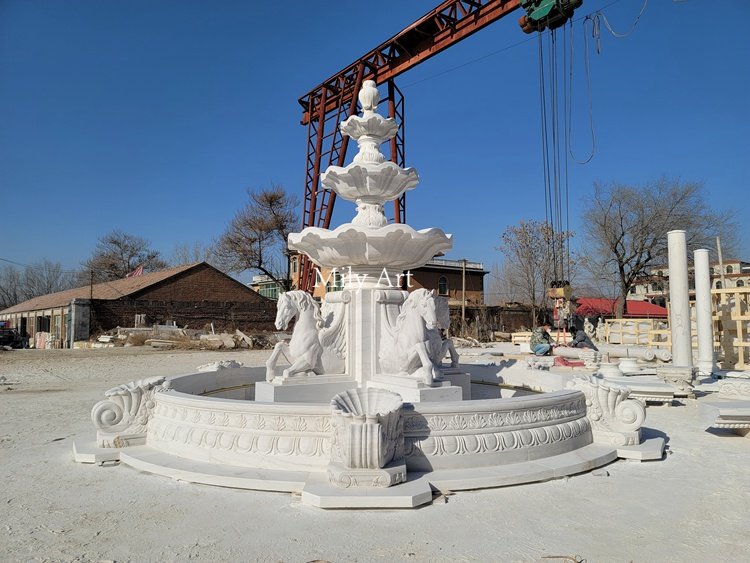 newly completed marble horse fountain-Mily Factory