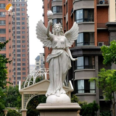 White Marble Angel Statue Outdoor Decor for Sale