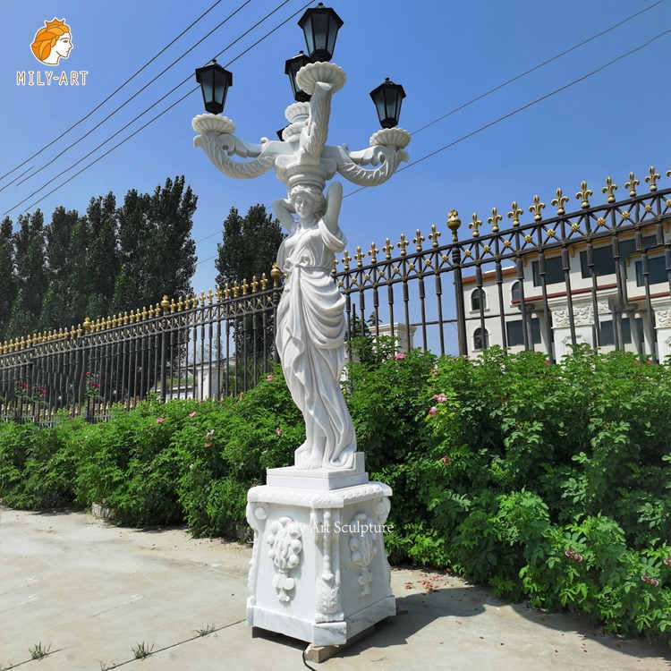 Marble Lady Lamp Statue Garden Decoration supplier