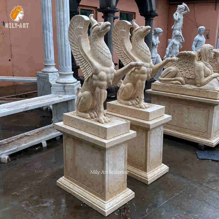 garden carved animal sculpture large stone marble eagle statues for sale
