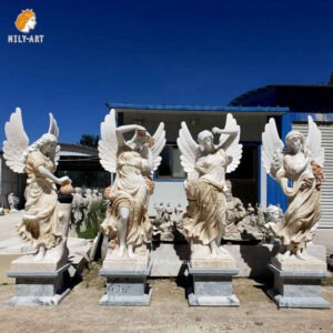 Life-Size Custom Natural Marble Four Season Lady Angel Statue for sale