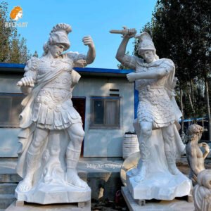 Outdoor Life-size Roman Soldier Statue Marble Warrior Figure Mily sculpture