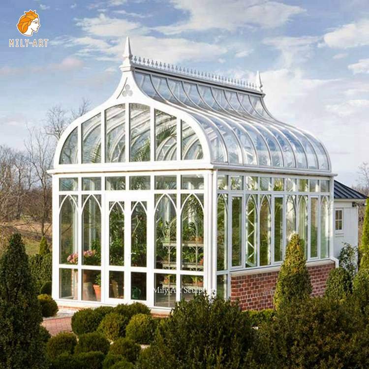 Large Western Outdoor Wrought Iron Glass Sunroom Garden Decor Factory Supplier