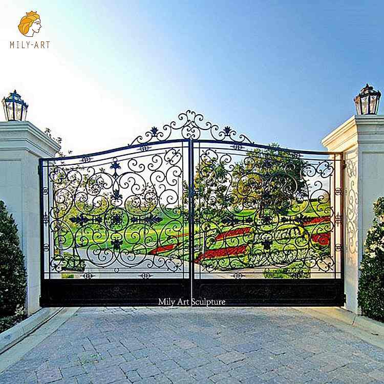 Modern Wrought Iron Gate for Luxury Garden Decor for Sale