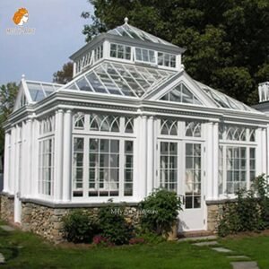 Large Western Outdoor Wrought Iron Glass Sunroom Garden Decor Factory Supplier
