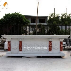 Large White Marble Altar Table with The Last Dinner Relief for Church Wholesale