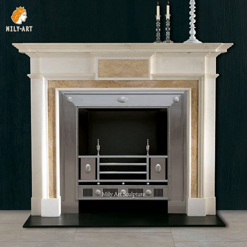 villa hand carving white and yellow natural stone british marble fireplaces surround