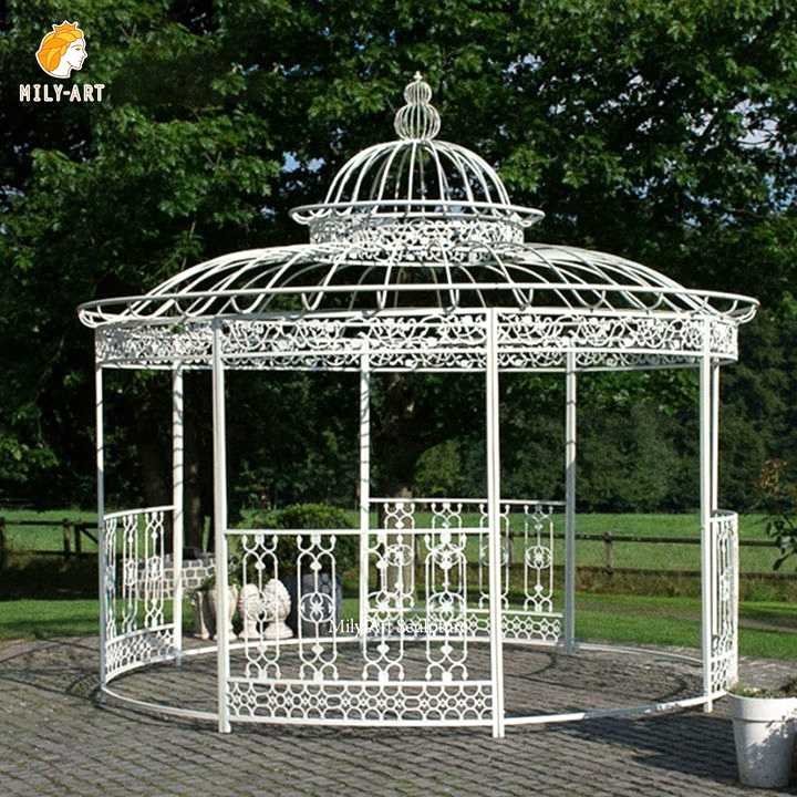 white outdoor wrought cast iron decorative gazebo for garden factory supplier