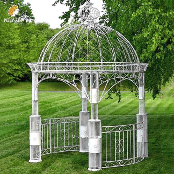 white outdoor wrought cast iron decorative gazebo for garden factory supplier