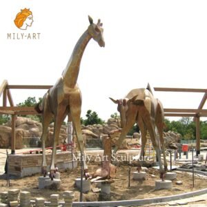 large outdoor stainless steel giraffe sculpture zoo decor factory supplier