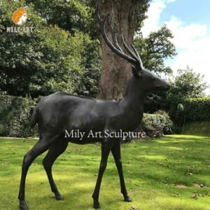 life size casting bronze fawn statue outdoor garden decor factory supplier