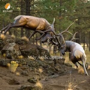 life size whitetail bronze deer sculpture outdoor garden decor factory supplier