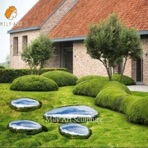outdoor metal cobblestone statues polished water drop art decor for sale
