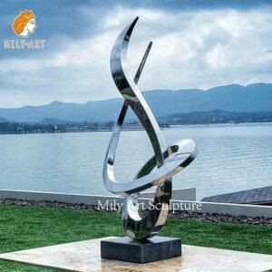 polished abstract stainless steel growth sculpture for sale