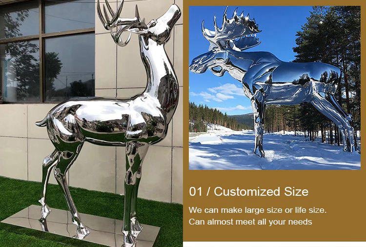 high polished mirror rhino sculpture stainless steel modern decor for sale 2.1