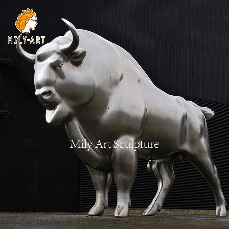 high polished mirror rhino sculpture stainless steel modern decor for sale 4
