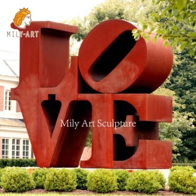 large modern corten steel love letter sculpture factory supplier