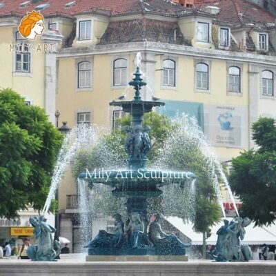 large outdoor bronze water fountain with sitting ladies decor factory supplier