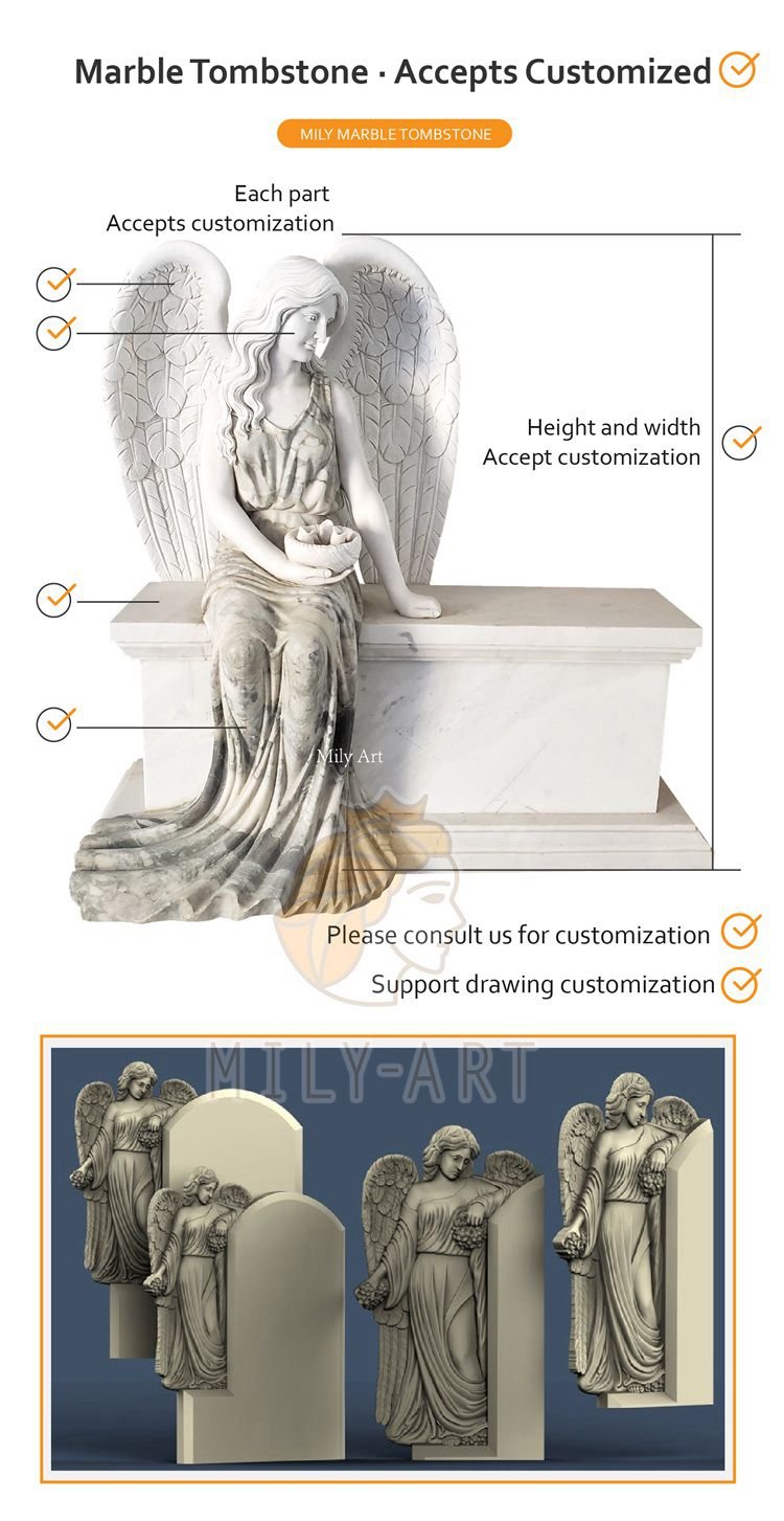 2.1single headstone with angel mily sculpture