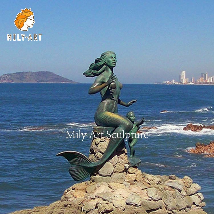 2.bronze mermaid statue mily sculpture