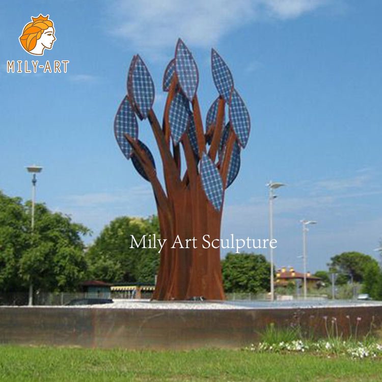2stainless steel tree mily sculpture