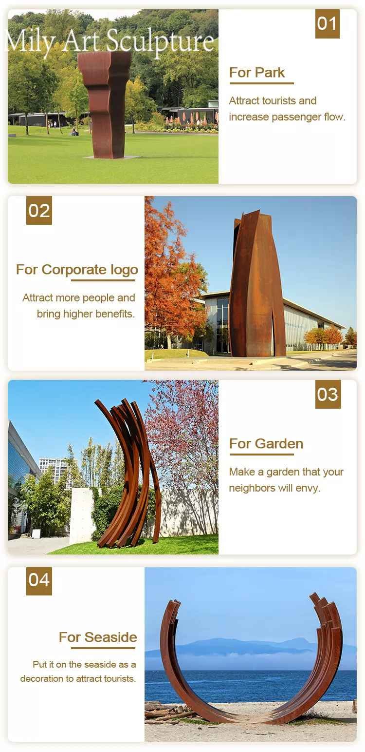 3.1application of corten steel art mily sculpture