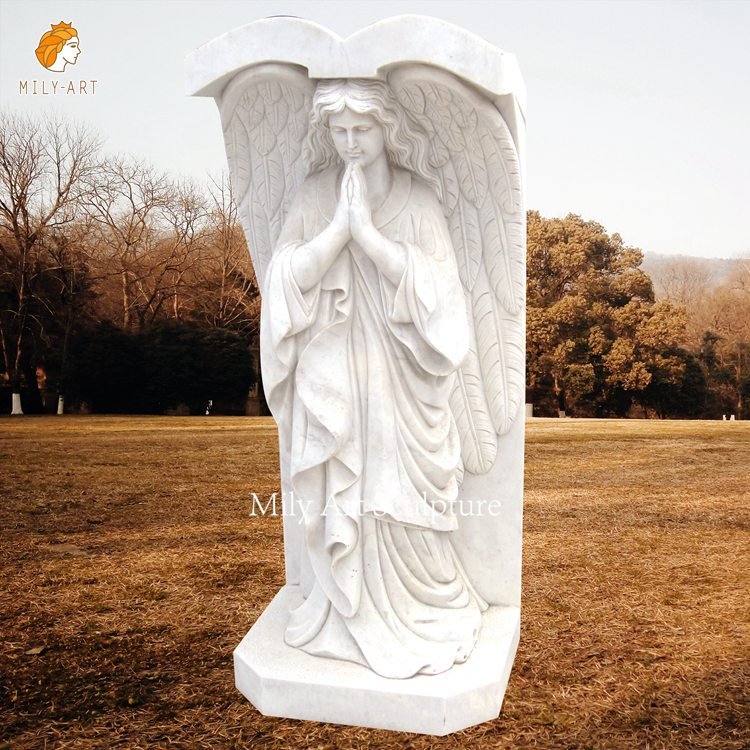 6headstone with angel wings mily sculpture