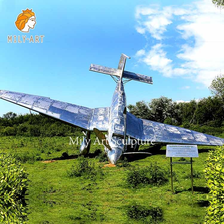 customized size outdoor garden decor stainless steel airplane statue sculpture for sale mily sculpture