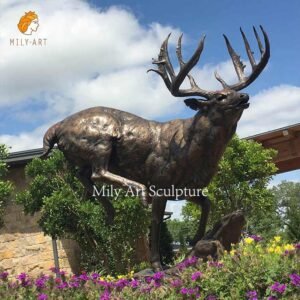 high quality custom metal animal bronze deer elk statue for outdoor decoration mily sculpture