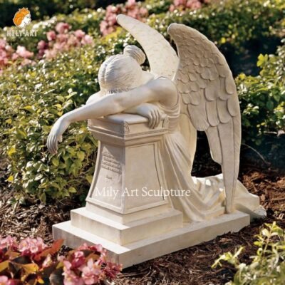 headstone with angel wings mily sculpture