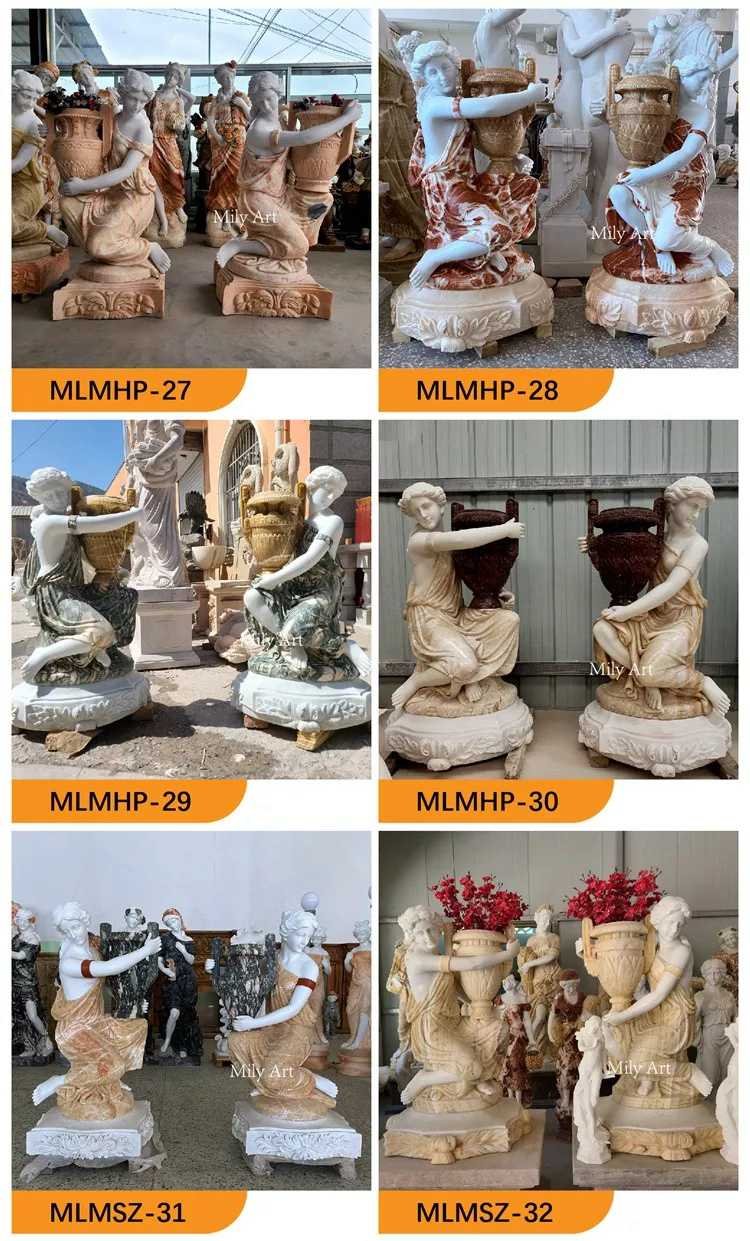 2.5marble planter with stand mily sculpture