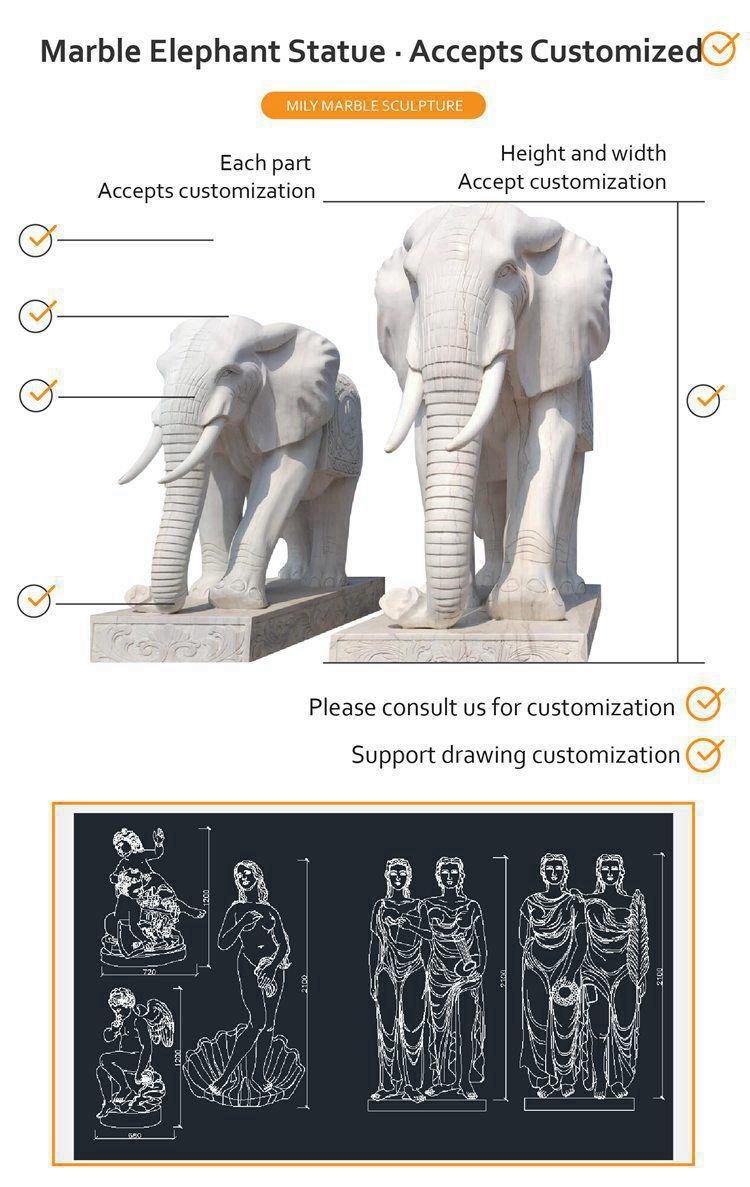 3.1.custom made elephant statue outdoor mily sculpture