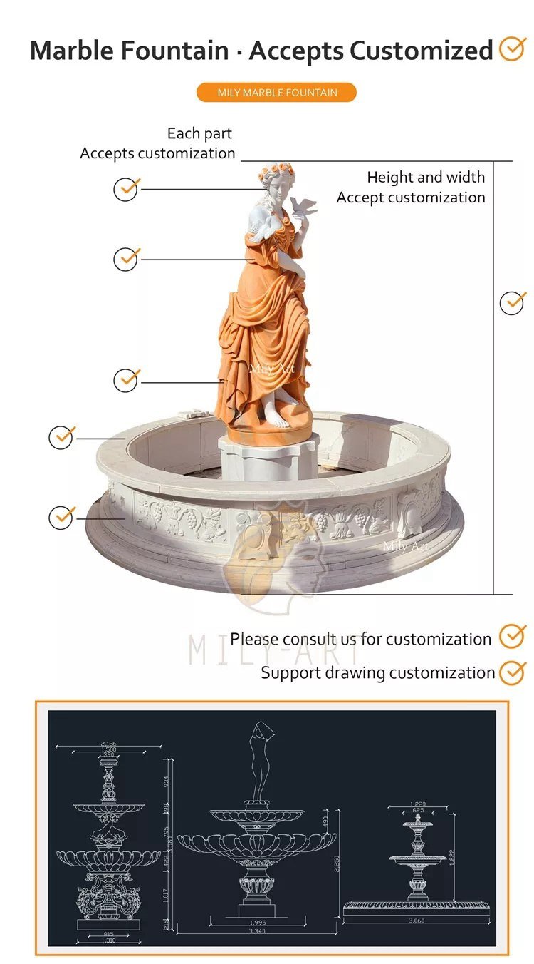 3.1custom made lady water fountain mily sculpture