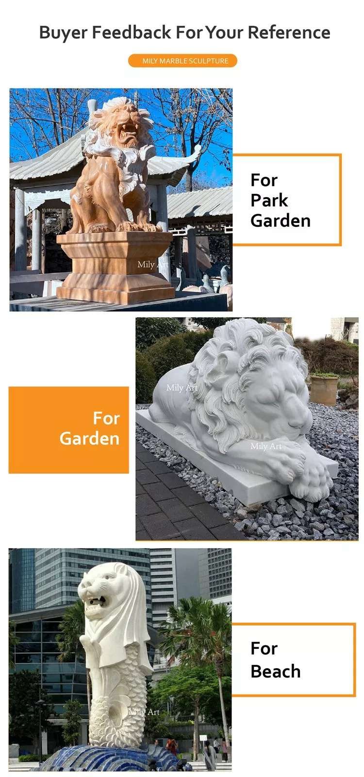 4.1feedback of marble lion statue mily sculpture