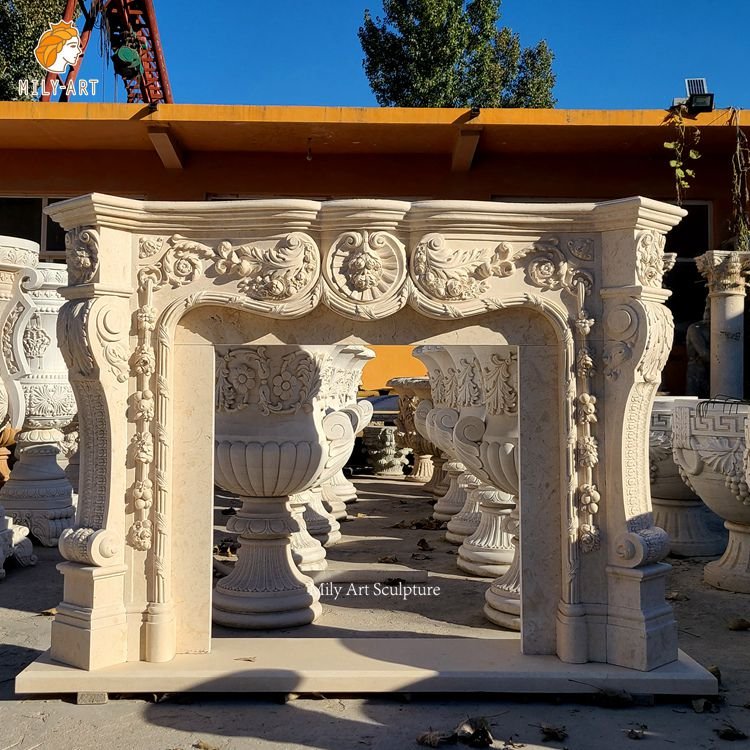carved marble fireplace mily sculpture