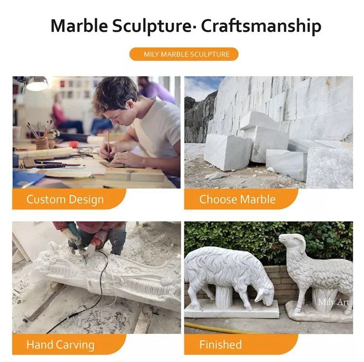 1.4.carving of marble animal statues mily art sculpture