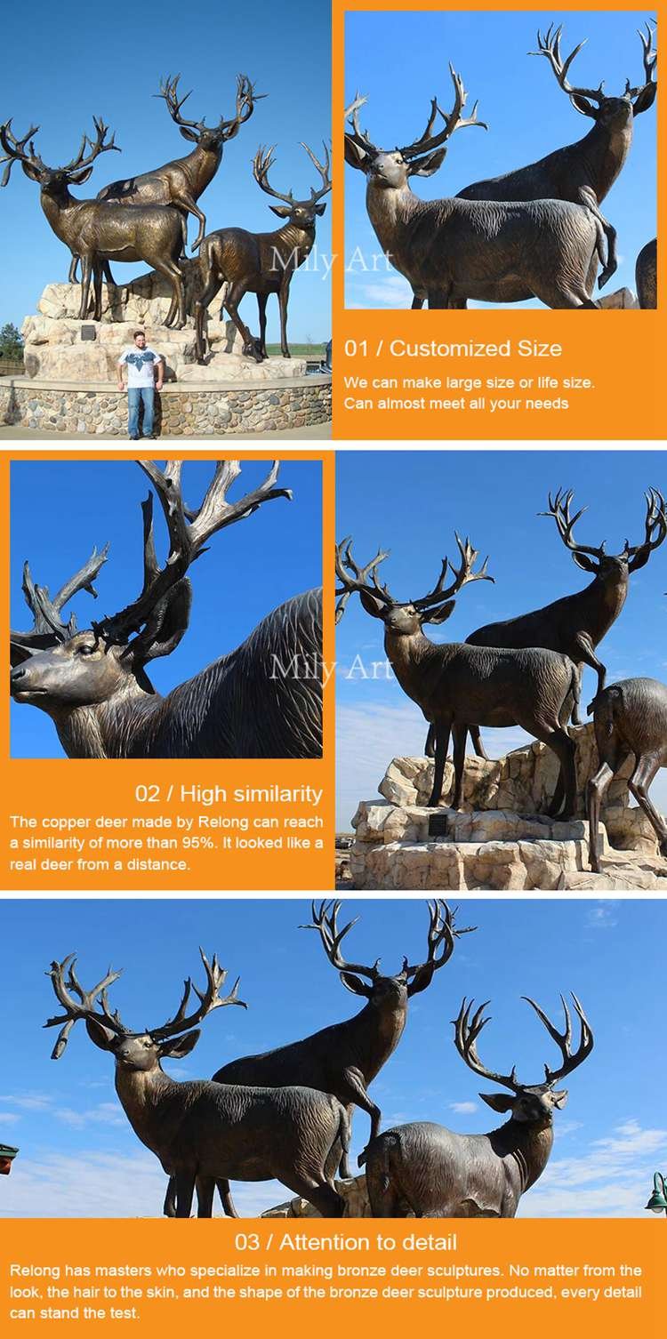 3.1 customize made bronze deer sculptures mily sculpture