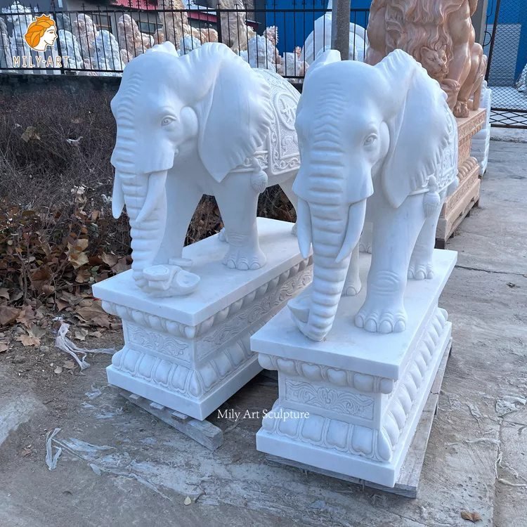 3.large marble elephant statue mily sculpture