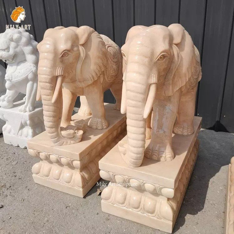 6.large marble elephant statue mily sculpture
