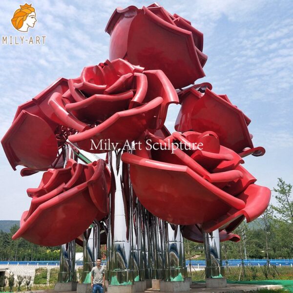 Large Outdoor Metal Rose Flower Sculptures Yard Art for Sale MLSS040