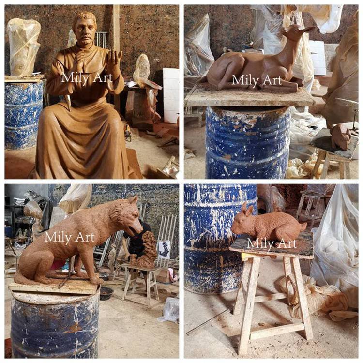 1.2.clay molds of st. francis statue with animals mily sculpture