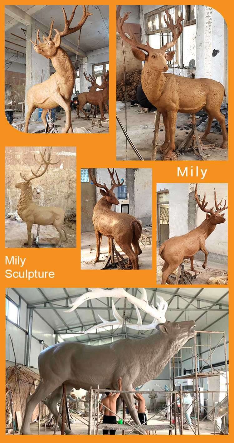 1.2.clay molds of bronze deer statues mily sculpture