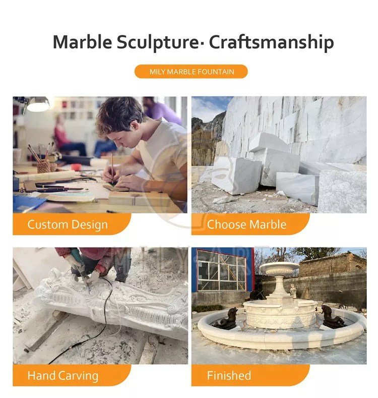 1.3.hand carving for large marble fountain mily sculpture