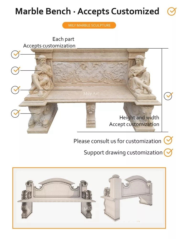 3.1.custom made outdoor marble bench mily sculpture