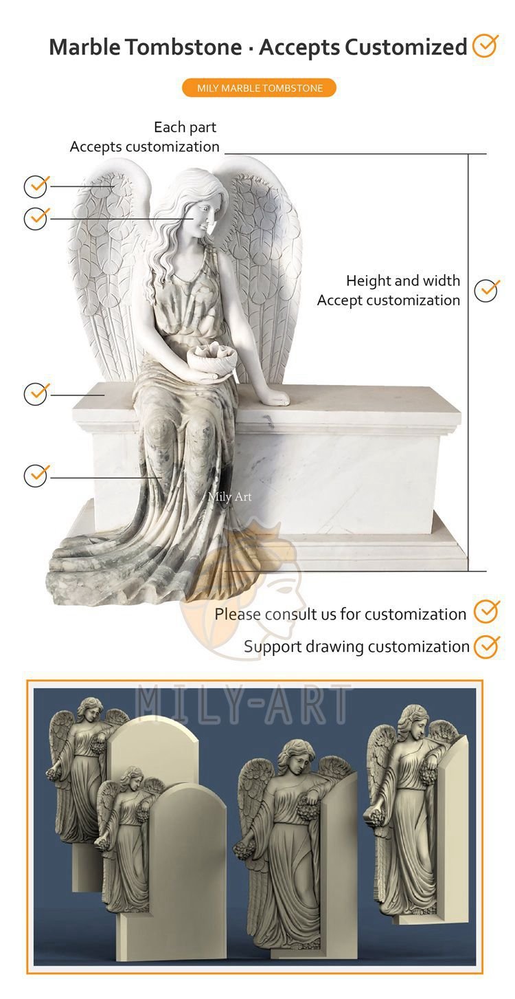 3.1.marble angel headstone mily sculpture