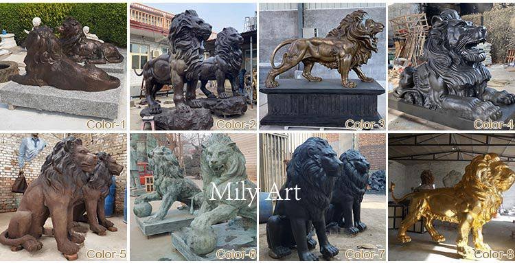 3.2.different color choices for bronze lion statues for sale mily sculpture
