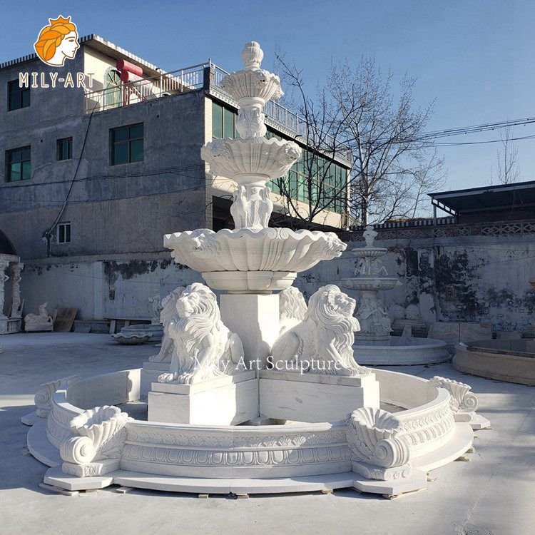 3.marble lion fountain mily sculpture