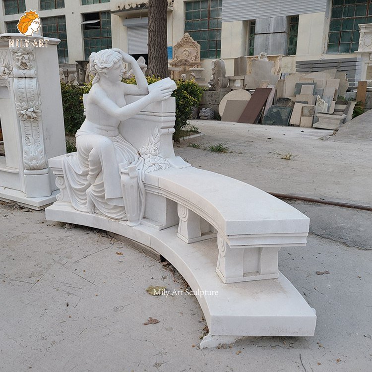3.outdoor marble bench mily sculpture
