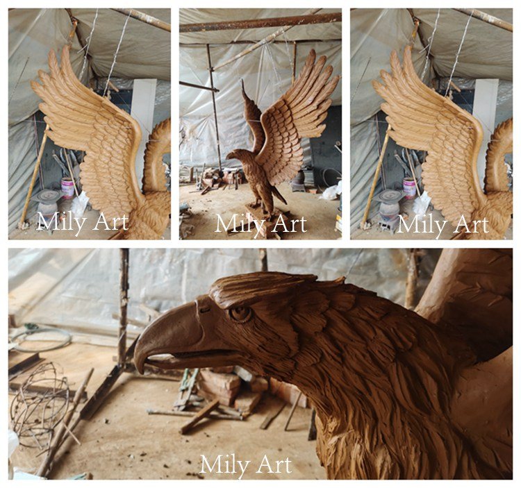 7.realistic clay mold of large bronze eagle statues mily sculpture